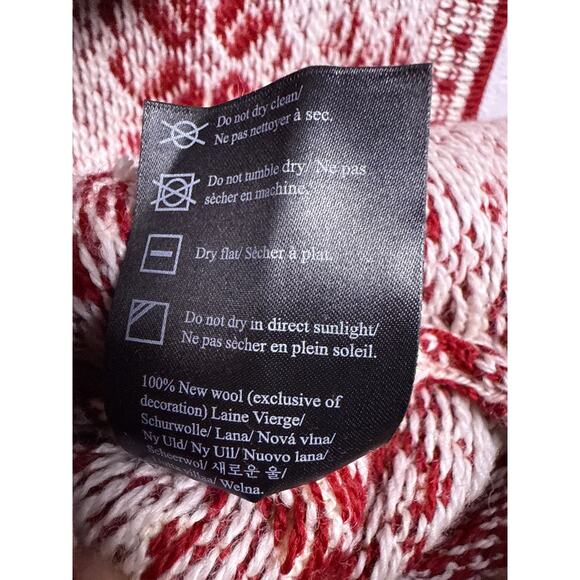 Dale of Norway Peace Knit Sweater Qtr Zip Womens Medium Red 100% New Wool - Picture 10 of 13